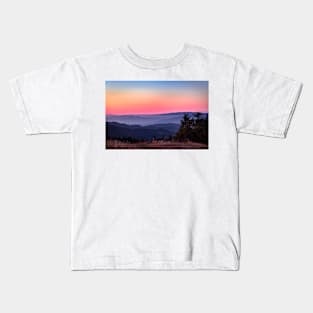 Sunset over blue mountains Kids T-Shirt